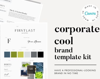 Corporate Cool Canva Brand Kit Template 2 | Branding Kit | Premade Branding Kit | Branding Template | Canva Template