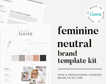 Feminine Neutral Canva Brand Kit Template | Branding Kit | Premade Branding Kit | Branding Template | Canva Template