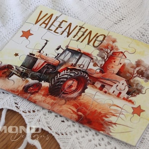 Puzzle Tractor Personalized Gift Child Baptism Birthday Easter Child