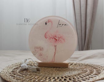 Night light Flamingo LED birthday gift lamp christening gift personalized name birth date night lamp birthday gift