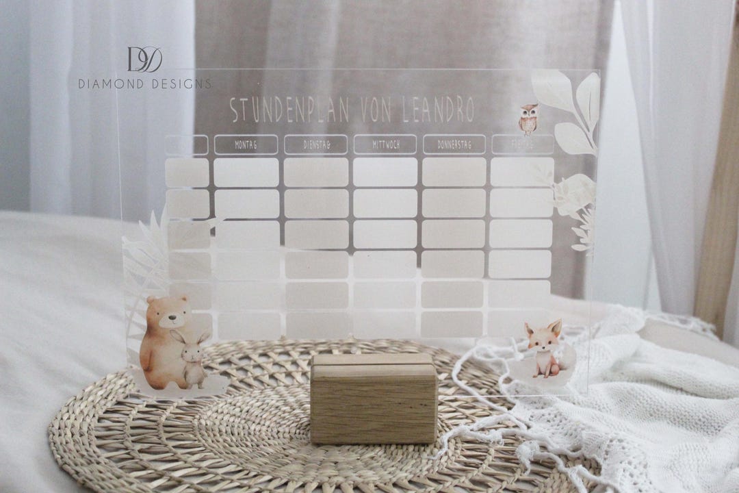 Personalized Acrylic Timetable Board With Wooden Base | A3 | Rewritable ...