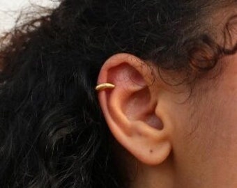 Simple Thin Band Ear Cuff 18k, No Piercing is Needed, Gold, Gold ear cuff non pierced, gold ear cuff earrings, gold plated ear cuff