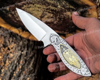 Vikings knife made in antique style, Hand Engraved knife with Vikings Ragnar picture, Handmade knife for outdoor use, Christmas Gifts