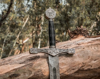 Real Medieval Viking Damascus steel Handmade sword with Scabbard, Vikings sword, Anniversary Gift, King Arthur Sword, Christmas gift for him