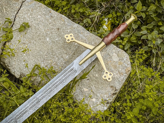 Espada medieval real vikinga de acero de Damasco hecha a mano con vaina,  espada claymore escocesa espada monograma, regalo de Navidad, regalo para  él -  México