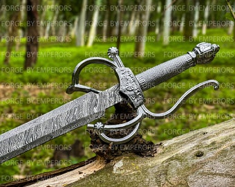 Custom Handmade Silver Tail sword with Scabbard, Vikings sword, Monogram sword, Best Gift For Him, Christmas gift for him, Anniversary Gift