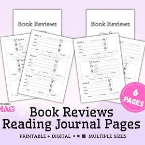 Pagine di recensione di libri stampabili, inserto per diario di lettura