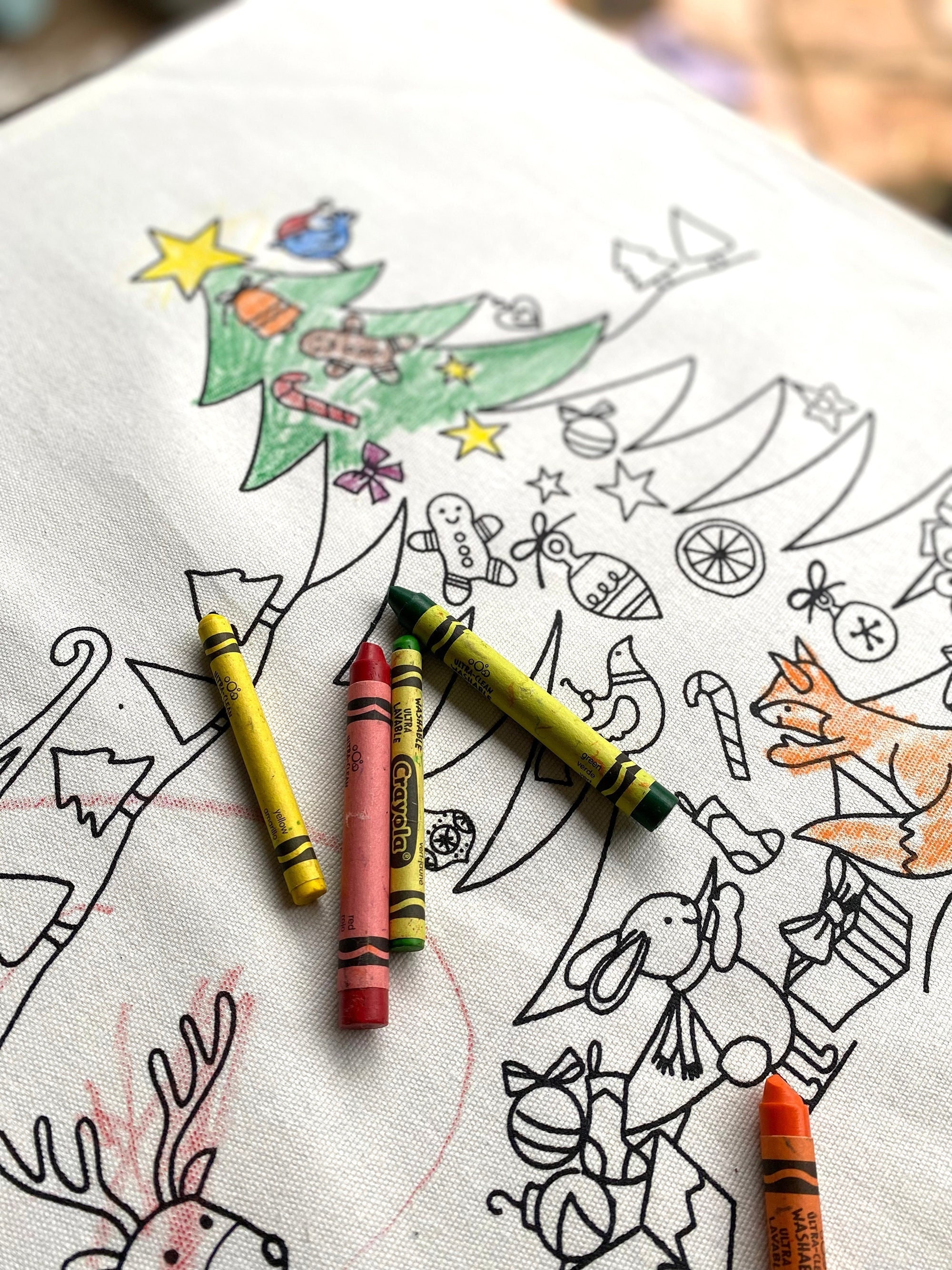 Christmas Colouring Cloth for Kids, Children's Reusable Colouring Cloth, Arts & Craft Colouring Mat, Table Cloth, Holidays gift boys girls