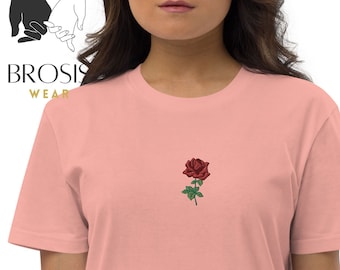 Embroidery Red Rose Floral Print Dress