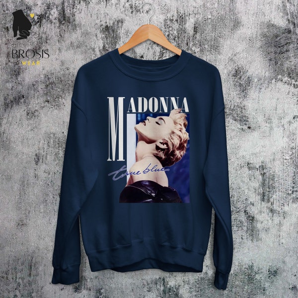 Sweat Madonna vintage, chemise True Blue, chemise graphique inspirée de l'album classique, tournée de concerts des fans de Madonna, Music Merch