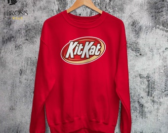 Oldschool KitKat Sweatshirt, Christmas Gifts Idea, Chocolote Vintage Logo Inspired Graphic Shirt, Unisex Sweatshirt