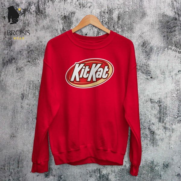 Sweat-shirt Oldschool KitKat, Idée de cadeaux de Noël, Chemise graphique inspirée du logo vintage Chocolote, Sweat-shirt unisexe