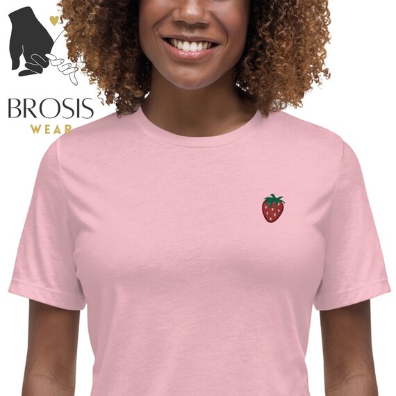 Strawberry Embroidered T-shirt Bella 