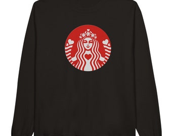 Starbucks, Siren, mermaid, hearts, Valentine’s Day, Classic Unisex Crewneck Sweatshirt