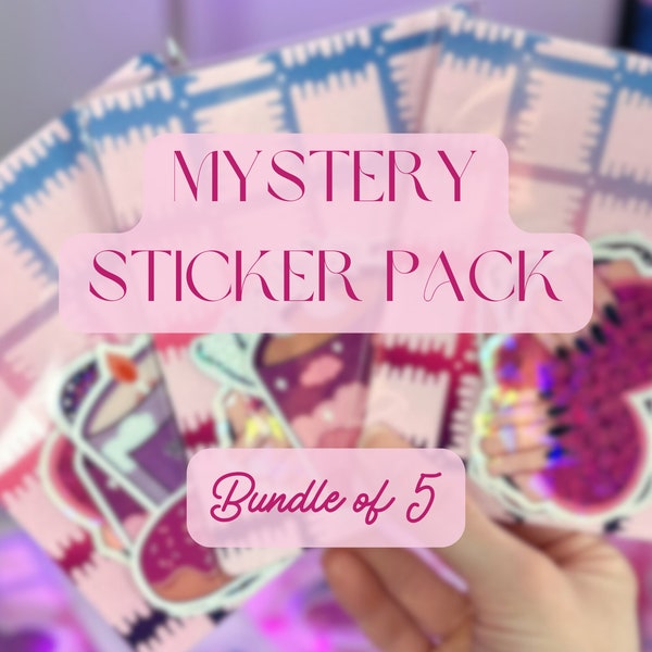Mystery Sticker Pack, Bundle of 5, Grab Bag, Random Stickers, Dreamy Aesthetic, Surprise Bundle, Oops Stickers, Water Resistant Vinyl