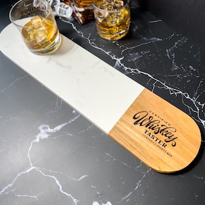 Acacia Marble Bar Mat | Cheese Board | Charcuterie Board | Engraved Cutting Board | Barware | Drink Board | Gift for Him