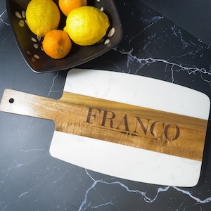 Acacia Marble Bar Mat | Cheese Board | Charcuterie Board | Engraved Cutting Board | Barware | Drink Board | Gift for Him