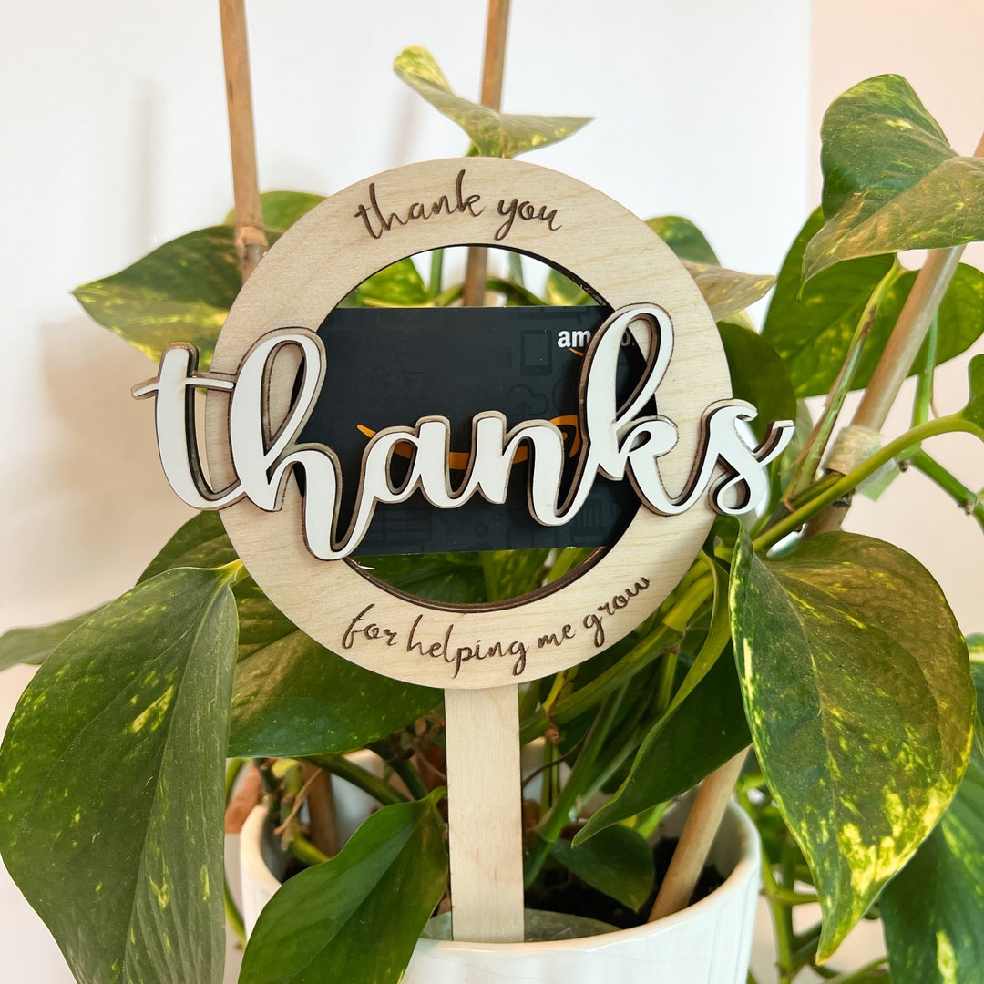 Thank You Gift Teacher Gift Card Plant Stake Teacher Appreciation Gift ...