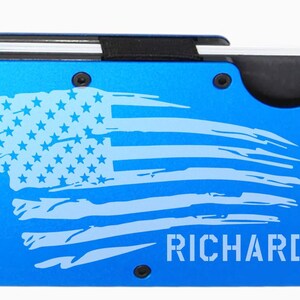 アメリカ国旗スリムミニマリストRFIDメンズ刻印パーソナライズウォレット