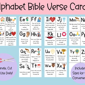 Alphabet Bible Verse Cards, Printable ABC Bible Flashcards, Preschool Letters, Preschool Curriculum, Memory Verse, Preschool Bible Verse