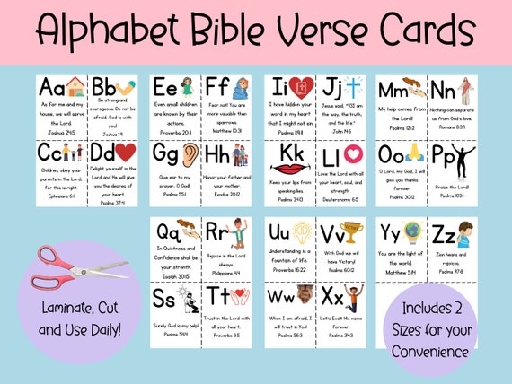 Alphabet Bible Verse Cards Printable ABC Bible Flashcards - Etsy