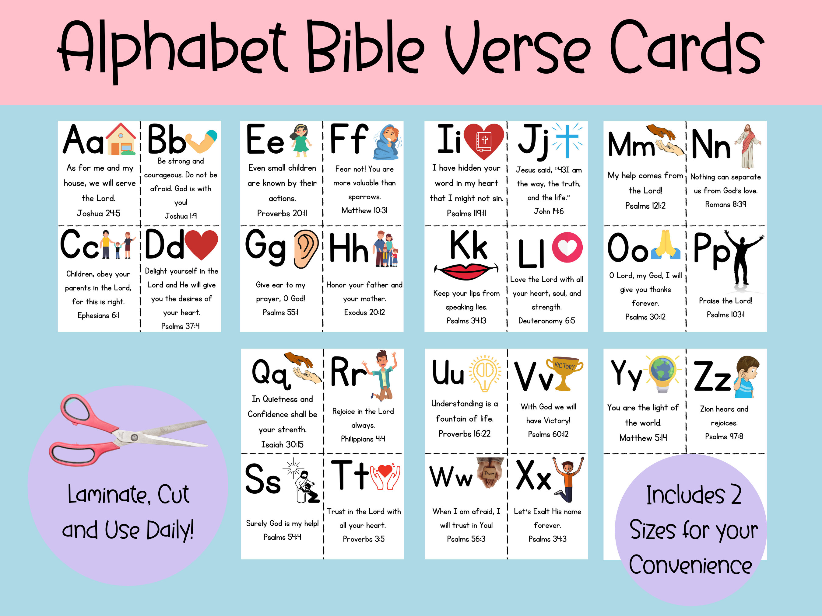 Alphabet Bible Verse Cards Printable ABC Bible Flashcards Etsy Finland