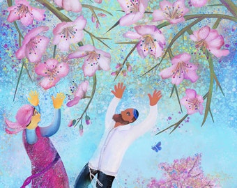 Jewish tree Blessing art Judaica Springtime print Birkat hailanot art Jewish decor wall art Judaic art print Judaica art gift