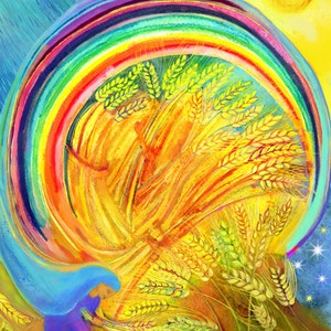 Ruth gleaning, 2023 print/Jewish Ruth art/Shavuot Ruth painting/Ruth Shavuot art/Ruth and Naomi