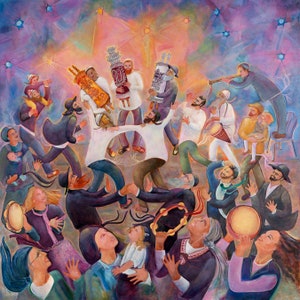 Hachnasat Sefer Torah print/Judaic art print/Dancing Torah print/Torah celebration art/Judaica Torah art/Judaic art print/Hasidic art