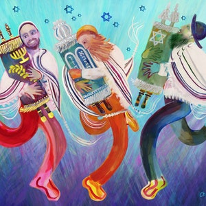 Tora Freude, 2023/Tanzende Tora Kunst/Simchat Tora Druck/Liebe Tora Druck/Judaisches Kunstdruck Geschenk/Judaica Tora Kunst