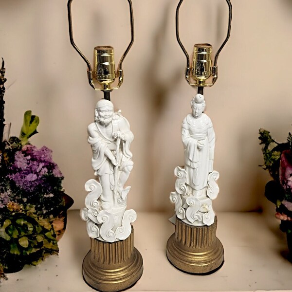 Porcelain Chinese Figurine Lamps Etsy