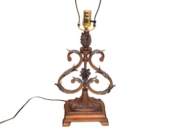 Ornate Scrollwork Wrought Iron Table Lamps