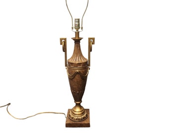Vintage Neoclassical Bronze & Ceramic Urn Table Lamp – Elegant Home Décor Lighting