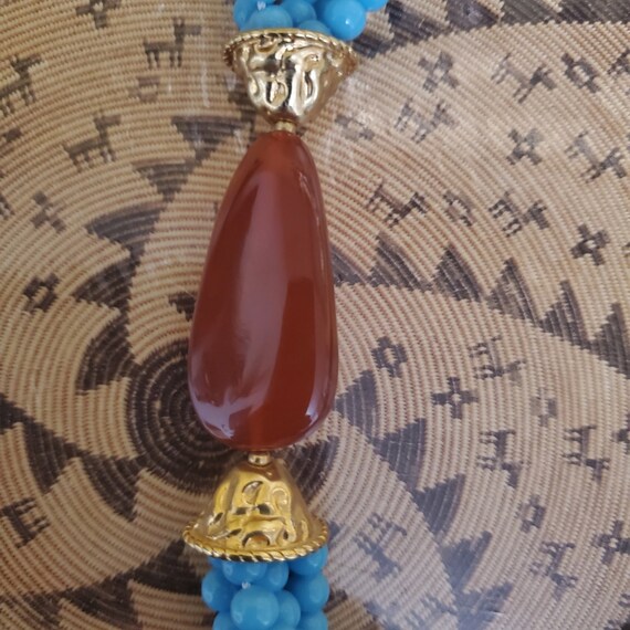 KJL Kenneth Jay Lane Vintage Turquoise Carnelian … - image 5