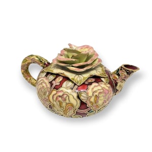 Enameled Floral Cloisonne Teapot San Francisco Vintage Music Box Limited Edition