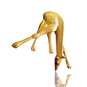 Large Giraffe Texture Convertible Gold Plated Vintage Brooch Pin Pendant