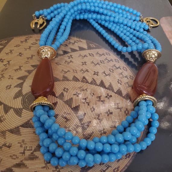KJL Kenneth Jay Lane Vintage Turquoise Carnelian … - image 2