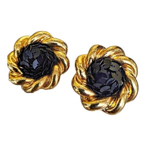 Oversizex French Bijoux JACKY de G? Sequin Gold Plated Clip On Earrings
