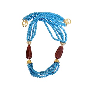 Beautiful KJL Kenneth Jay Lane Grandstand Turquoise Carnelian Bead Vintage Necklace
