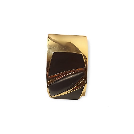Trifari Gold Wide Cuff With Black Geometric Shapes - image 7