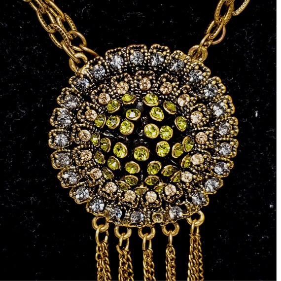 Crystal Multicolor Dimensional Domed Pendant Tass… - image 4