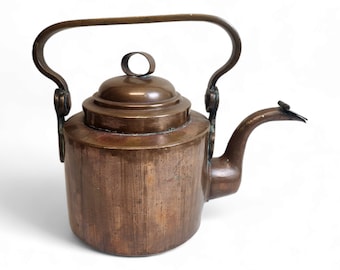 Antique A La Menagere Copper Teapot Country Kitchen Style, Farmhouse Kitchen Decor