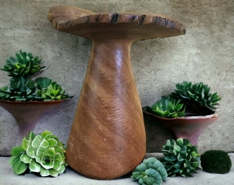 Primitieve handgesneden houten vintage MCM-paddenstoel