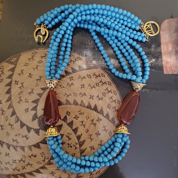 KJL Kenneth Jay Lane Vintage Turquoise Carnelian … - image 7