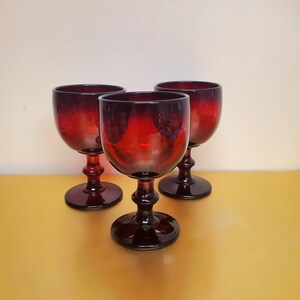 Red Ruby Hoffman House MCM Water Goblets Tumblers by IMPERIAL GLASS