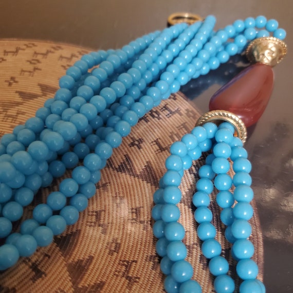 KJL Kenneth Jay Lane Vintage Turquoise Carnelian … - image 4
