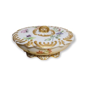 Beautiful Jewelry Box With Lid Handmade Signed, Candy Dish, Trinket Box, Dresden Style