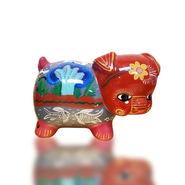 Talavera Mexican Tonala Pottery Piggy Bank Folk Art Made In Mexico