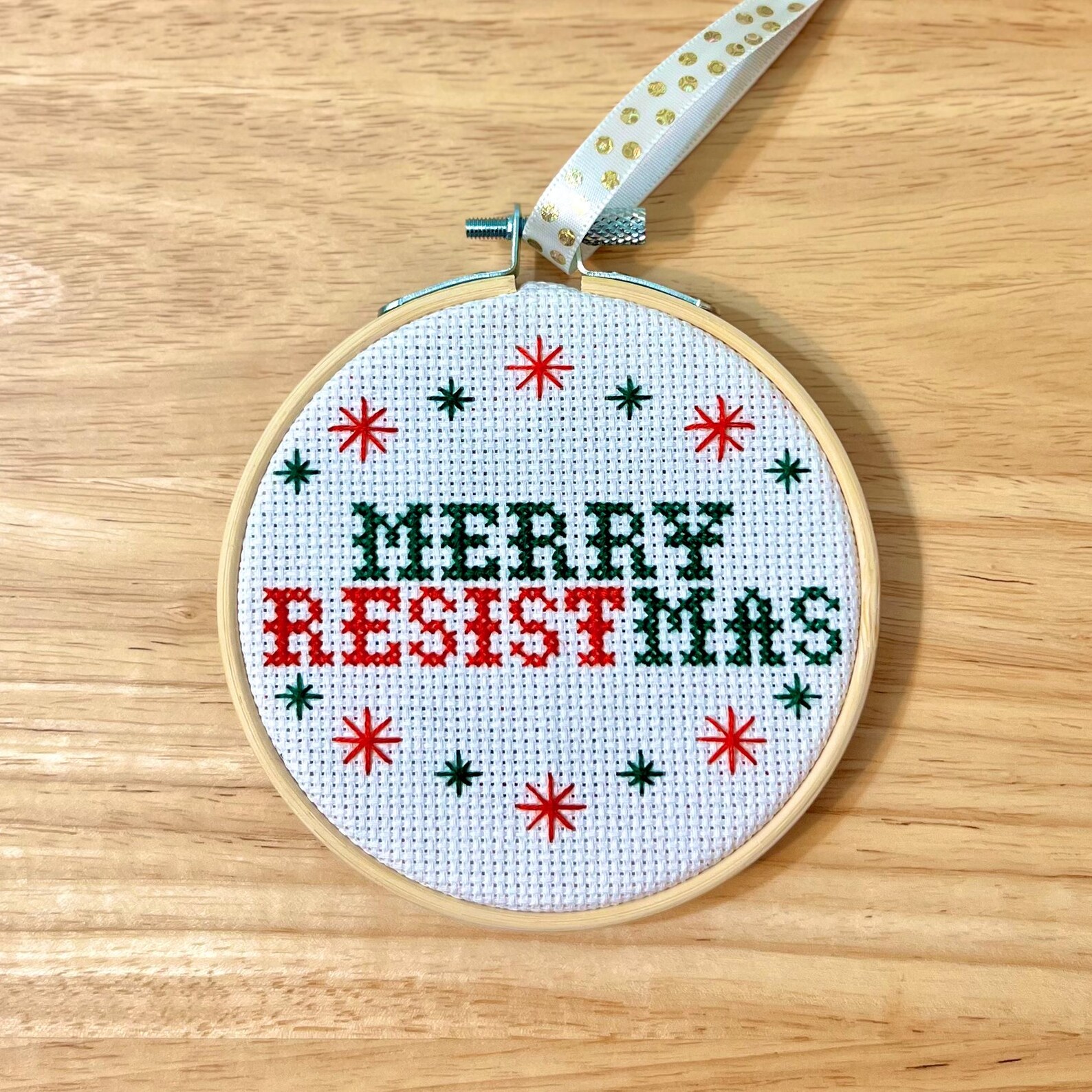 Resistmas Rabbit Merry Resistmas Finished Cross-stitch Ornament - Etsy
