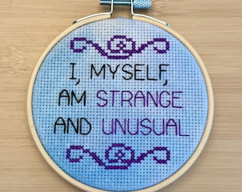I myself am strange and unusual cross-stitch ornament